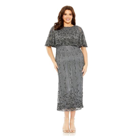 Mac Duggal Embellished Cape Sleeve Column Dress #5939 Plus Size 14W NWT - Picture 1 of 16